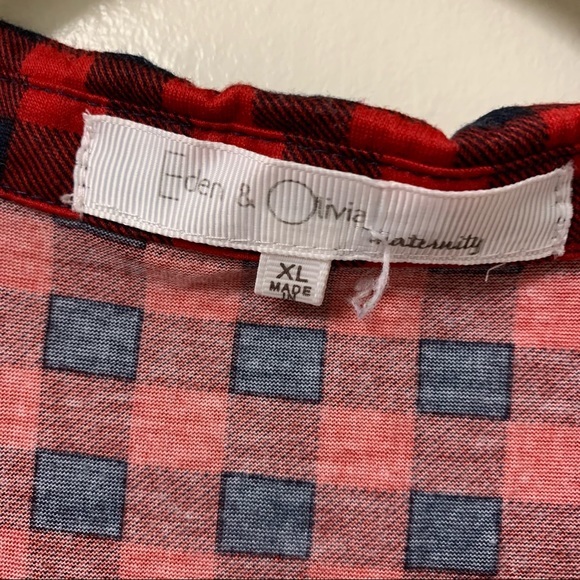 Plaid Button Down Maternity Top Blouse in Red and‎ Blue Size Extra Large - Picture 4 of 4